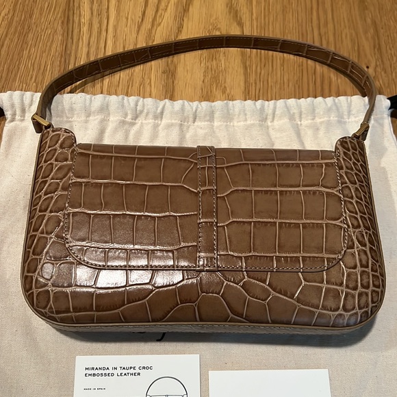 Authentic By Far Miranda Taupe Croco Embossed Leather - Picture 5 of 5